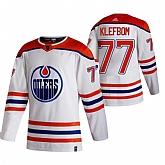 Edmonton Oilers 77 Oscar Klefblom White Adidas 2020-21 Reverse Retro Alternate Jersey Dzhi,baseball caps,new era cap wholesale,wholesale hats